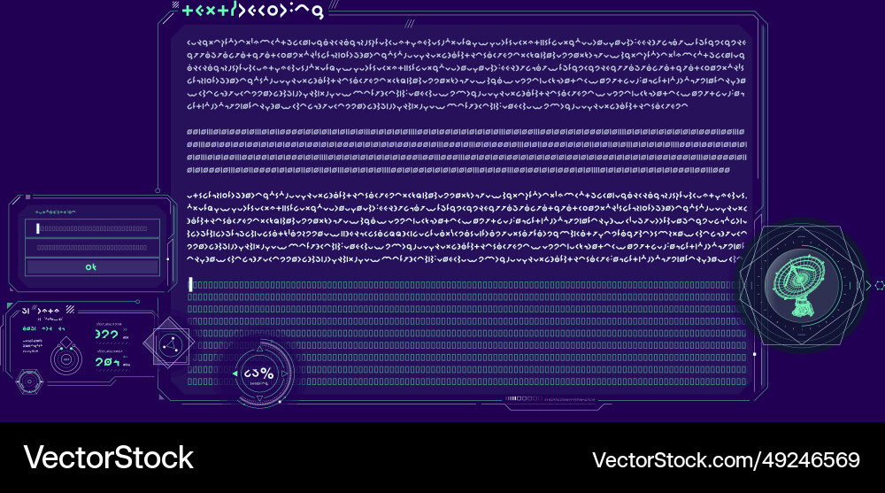 Sci-fi interface of data decoding program Sci-fi interface of data decoding program vector image
