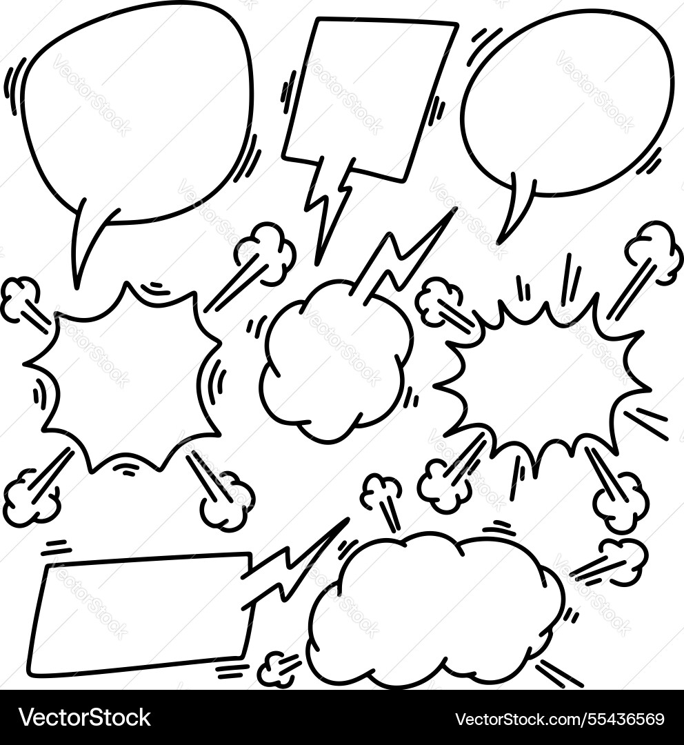 Set of hand drawn speech bubbles doodle Set of hand drawn speech bubbles doodle vector image