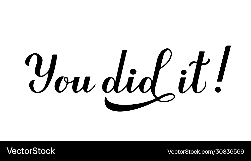 You did it calligraphy hand lettering isolated vector image