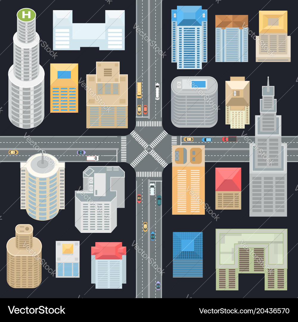 Big city elements - set of modern objects vector image