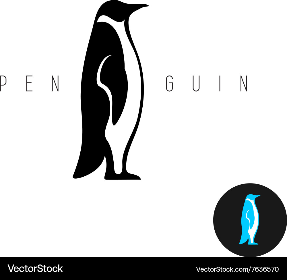 Black Penguin Silhouette Logo Vector Image