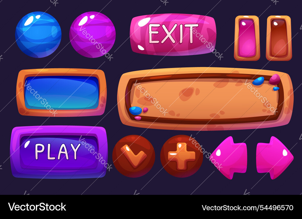 Computer game ui buttons set Computer game ui buttons set vector image