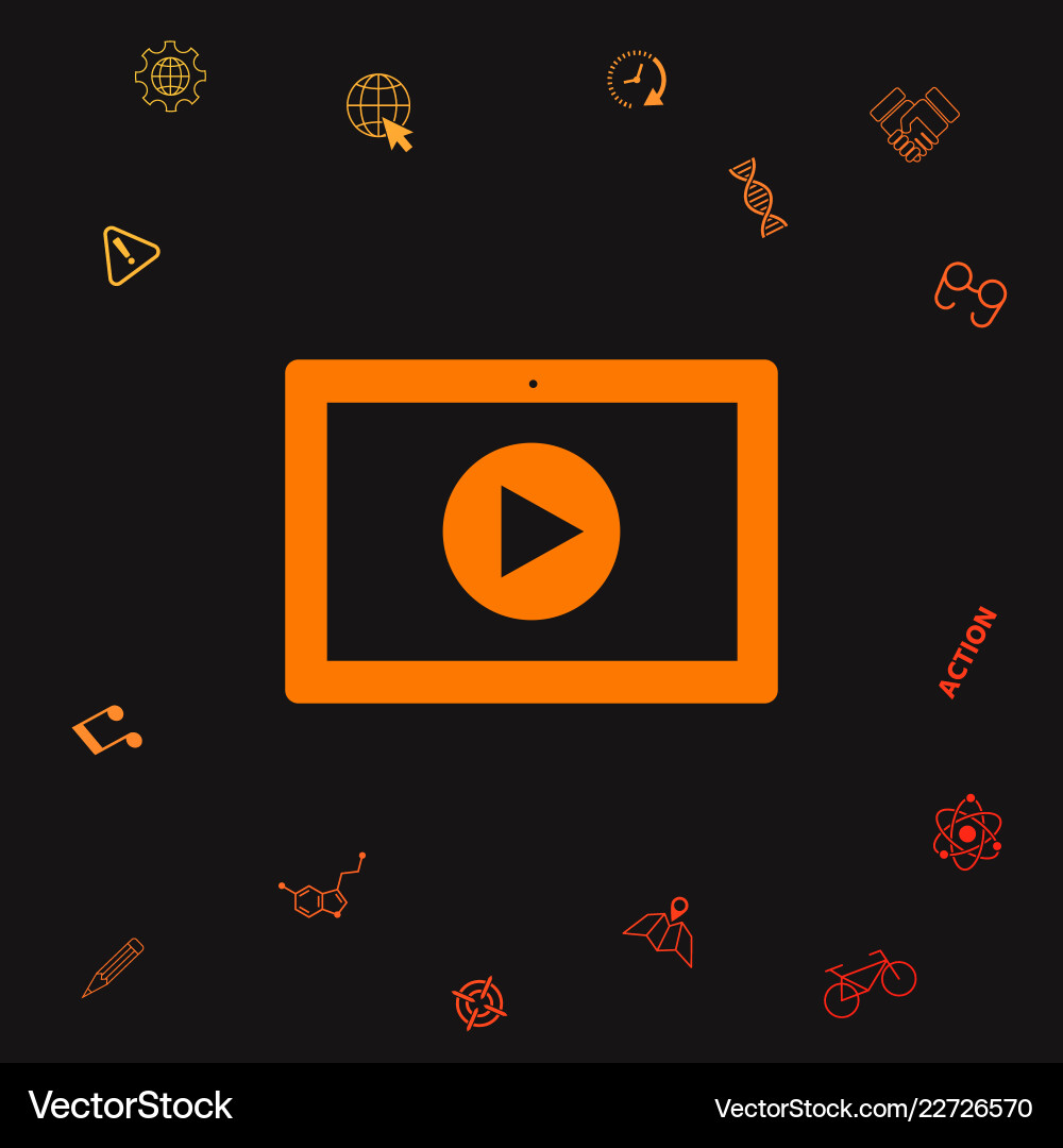 Computer tablet with play button icon graphic Computer tablet with play button icon graphic vector image