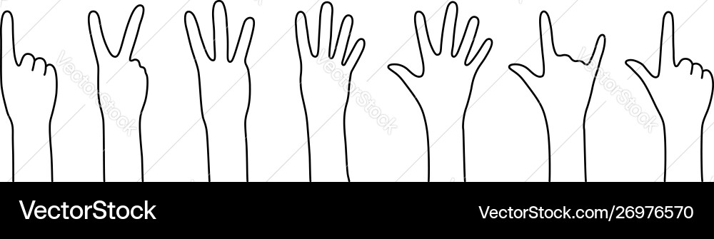 Contour counting hands like countdown Contour counting hands like countdown vector image