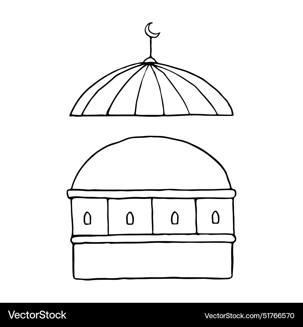 Dome of the rock mosque in jerusalem line art Dome of the rock mosque in jerusalem line art vector image