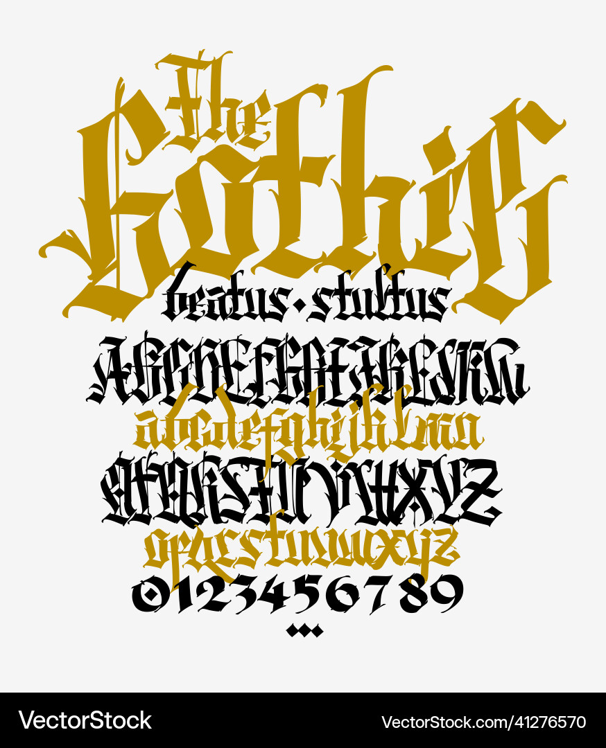 Gothic english alphabet medieval latin letters Gothic english alphabet medieval latin letters vector image