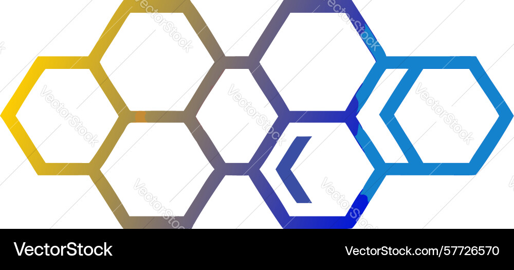 Gradient honeycomb hexagons interconnected vector image