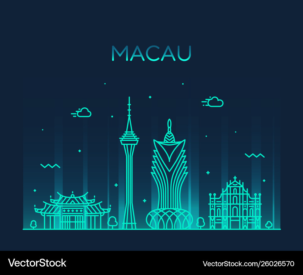 Macau skyline people s republic china linear