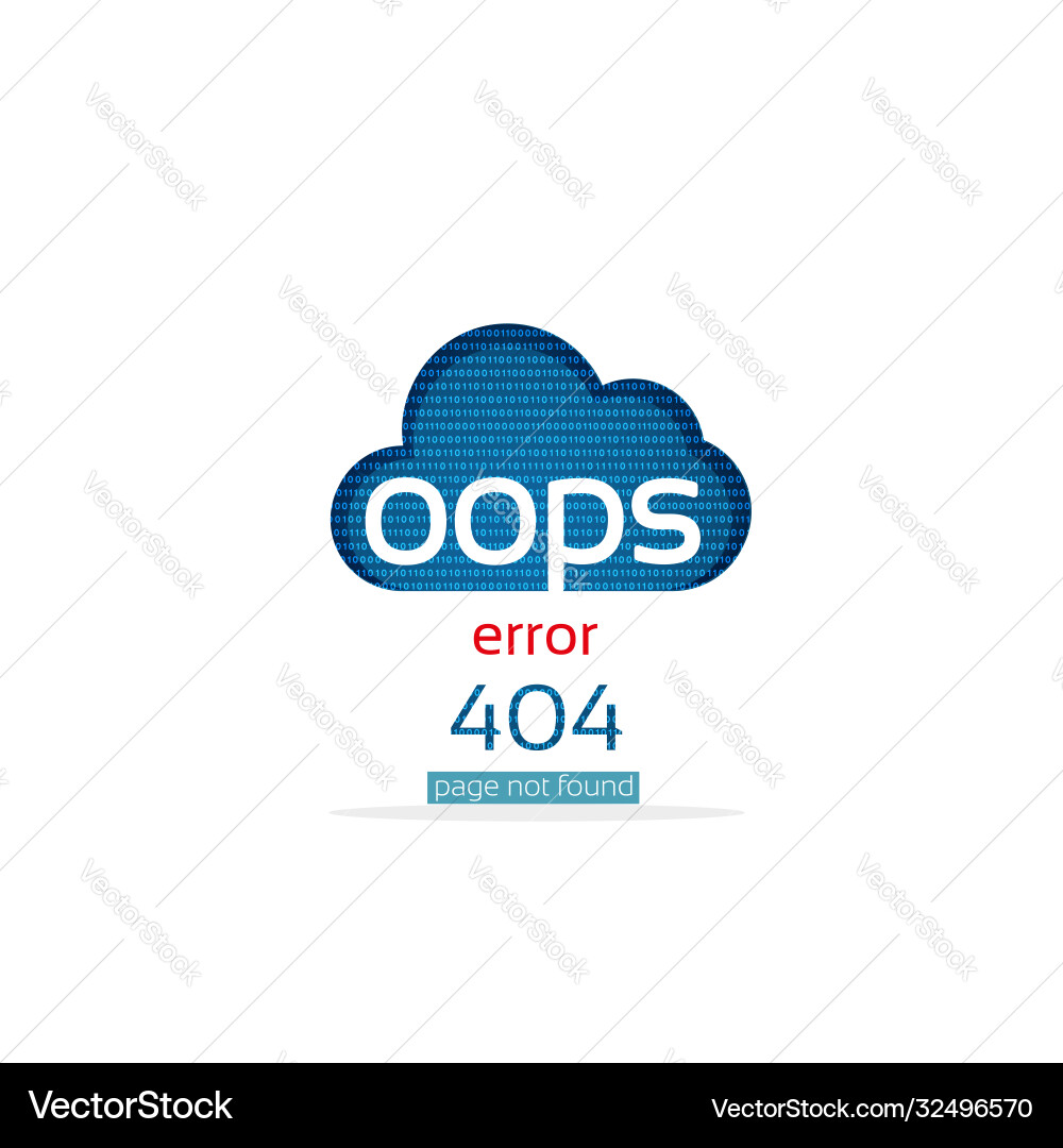 Oops page not found error 404 design icon Oops page not found error 404 design icon vector image