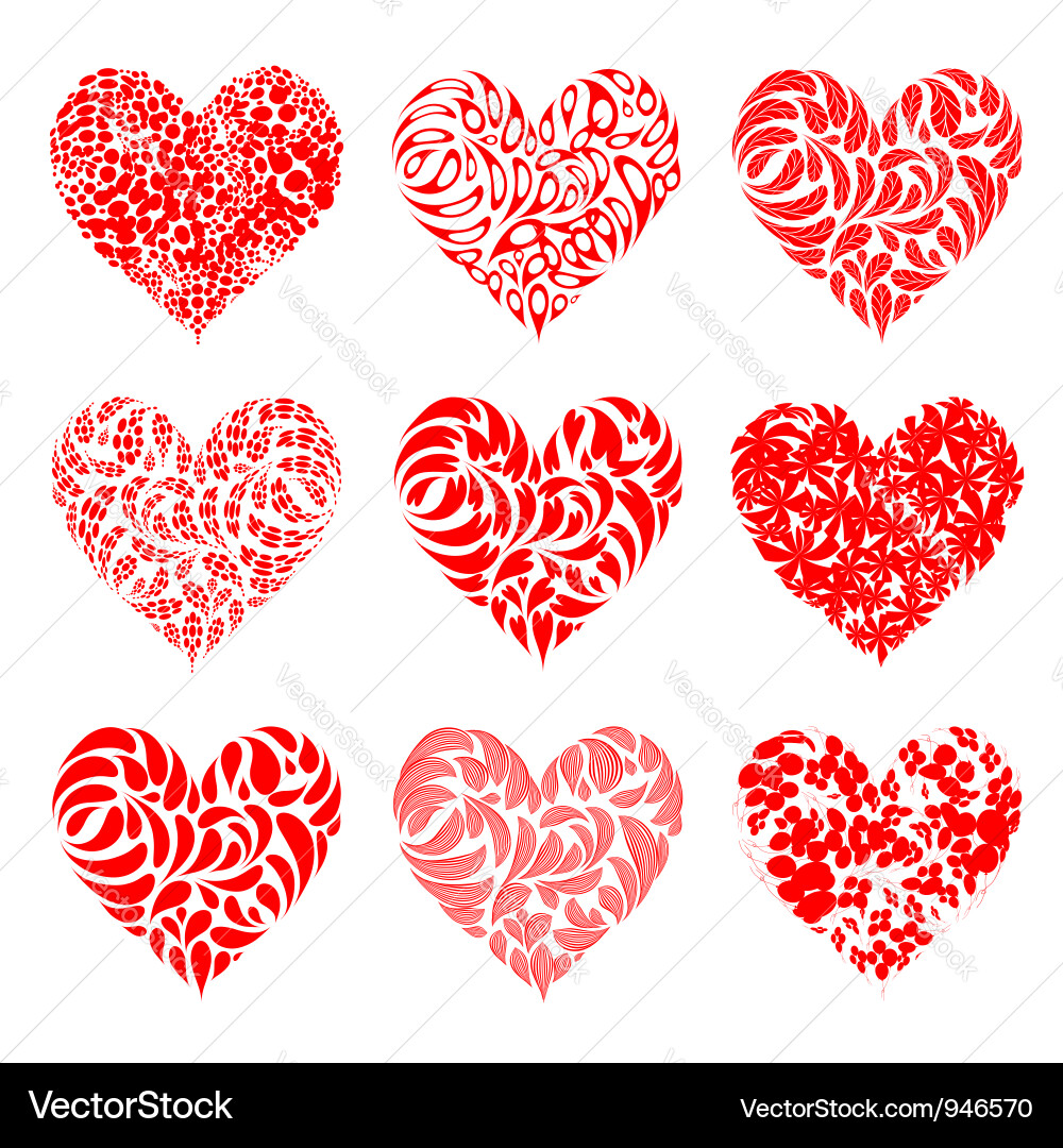 Red Heart Valentine Decor Vector Image