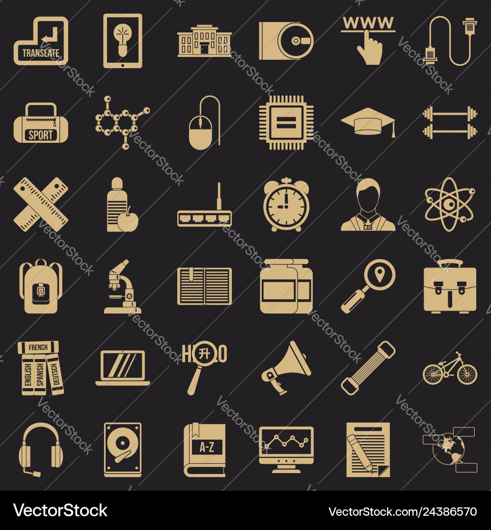 Training icons set simple style Training icons set simple style vector image