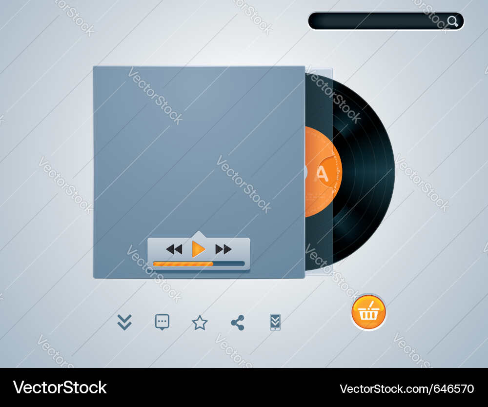 Vinyl Music Player Icon Set Vector Image