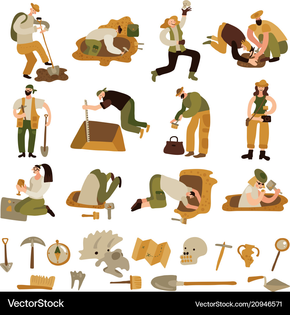 Archeology icons set Archeology icons set vector image