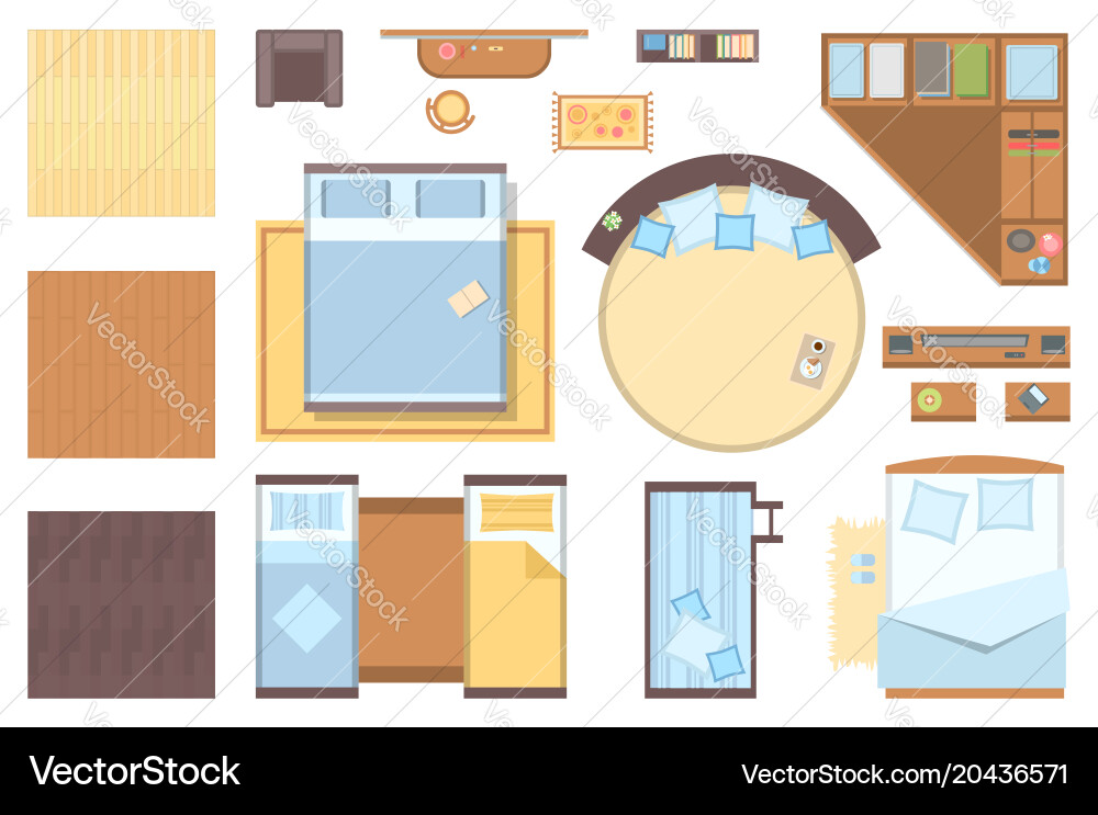 Bedroom elements - set of modern objects vector image