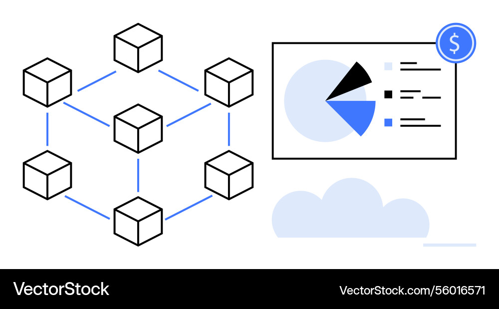Blockchain network connected to cloud computing Blockchain network connected to cloud computing vector image