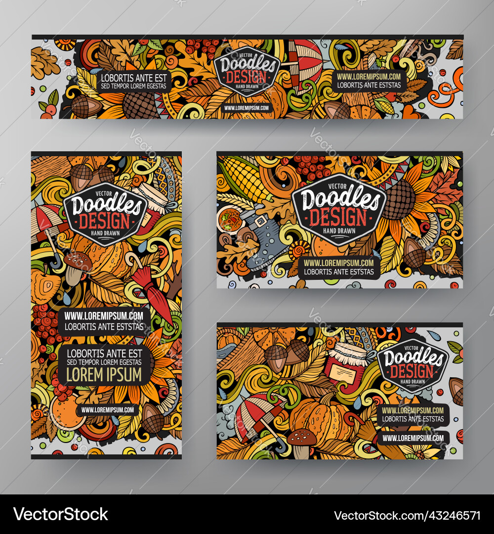 Cartoon doodle set of autumn corporate identity Cartoon doodle set of autumn corporate identity vector image