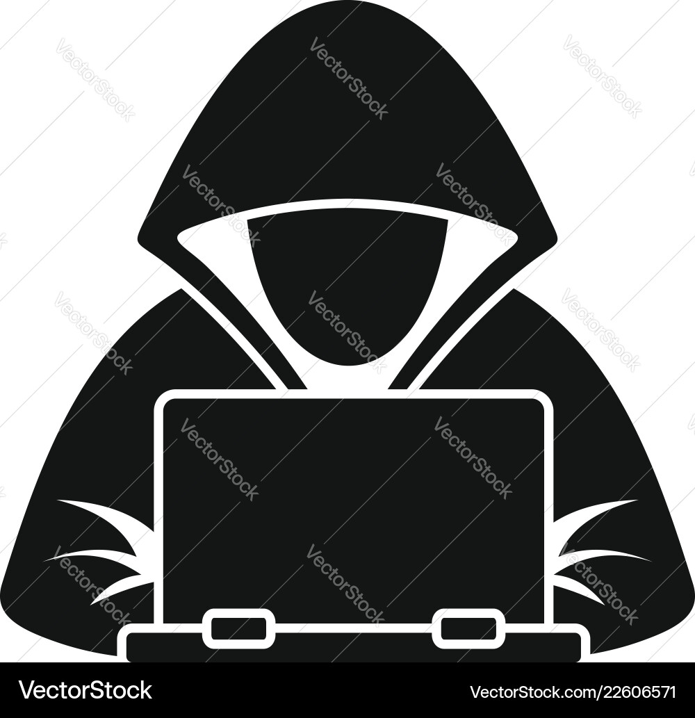 Hacker Laptop Icon - Dark Style Vector Image