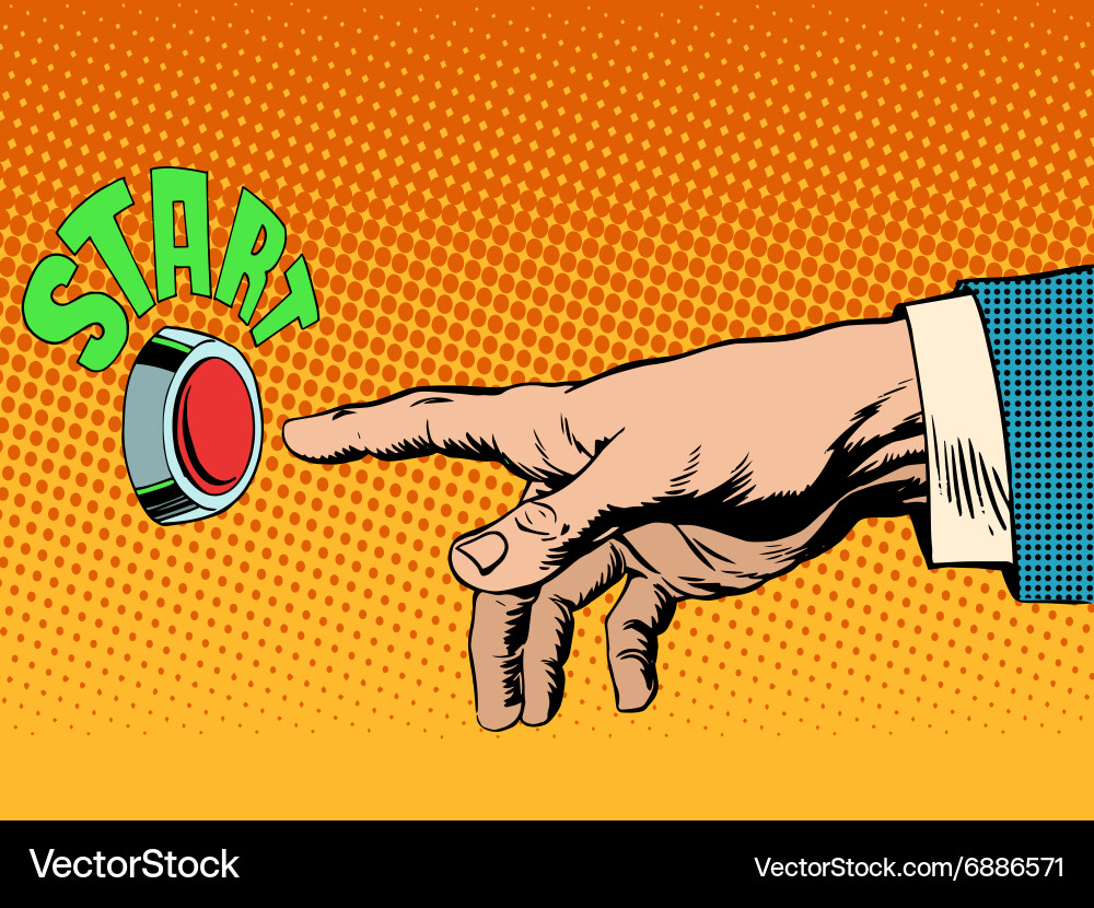Red Button Press - Start Concept Royalty Free Vector Image