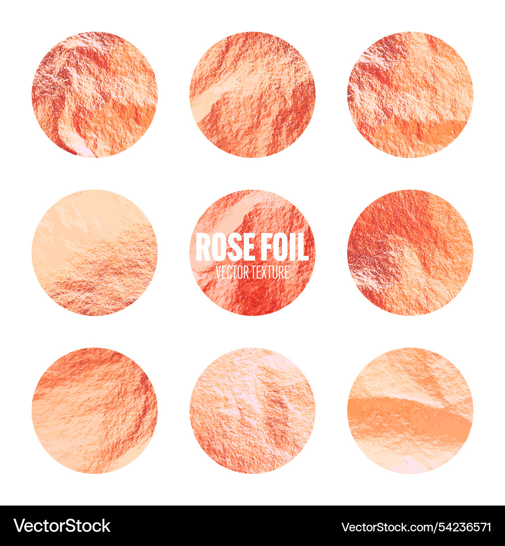 Rose gold foil shiny handmade circles golden Vector Image