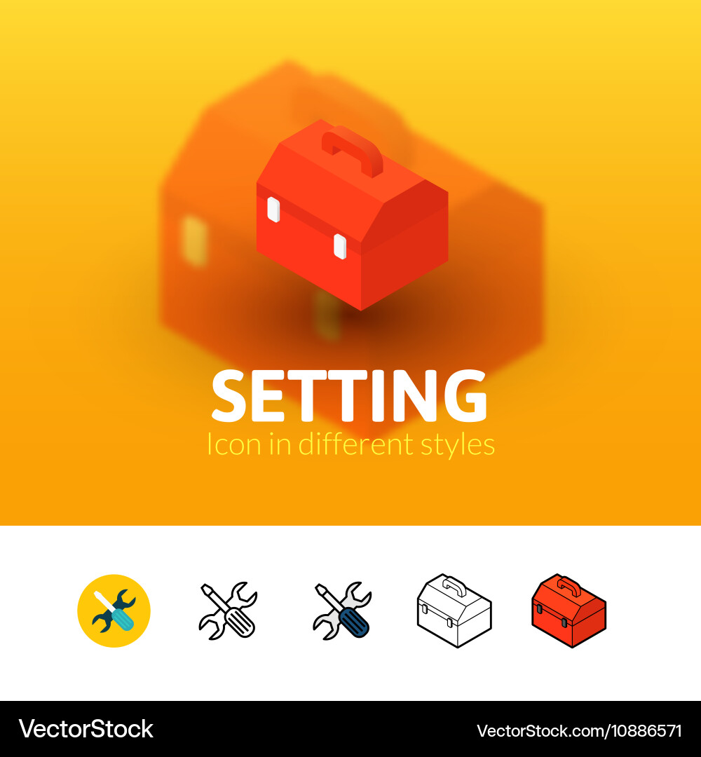 Setting icon in different style vector image