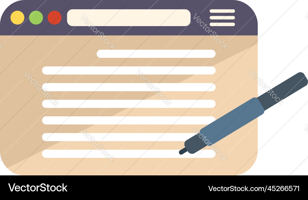 Web page writing icon flat text message Web page writing icon flat text message vector image