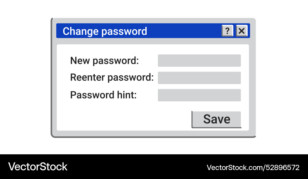 Change password window old registration interface vector image