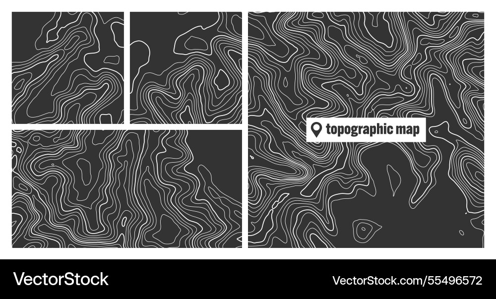 Colorful topographic map sets with contour lines vector image