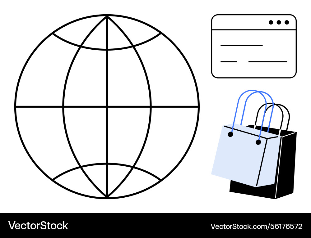 Global ecommerce concept with web browser Global ecommerce concept with web browser Vector Image