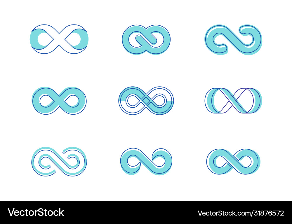 Infinity Loop Symbols - Eight Variations vector image