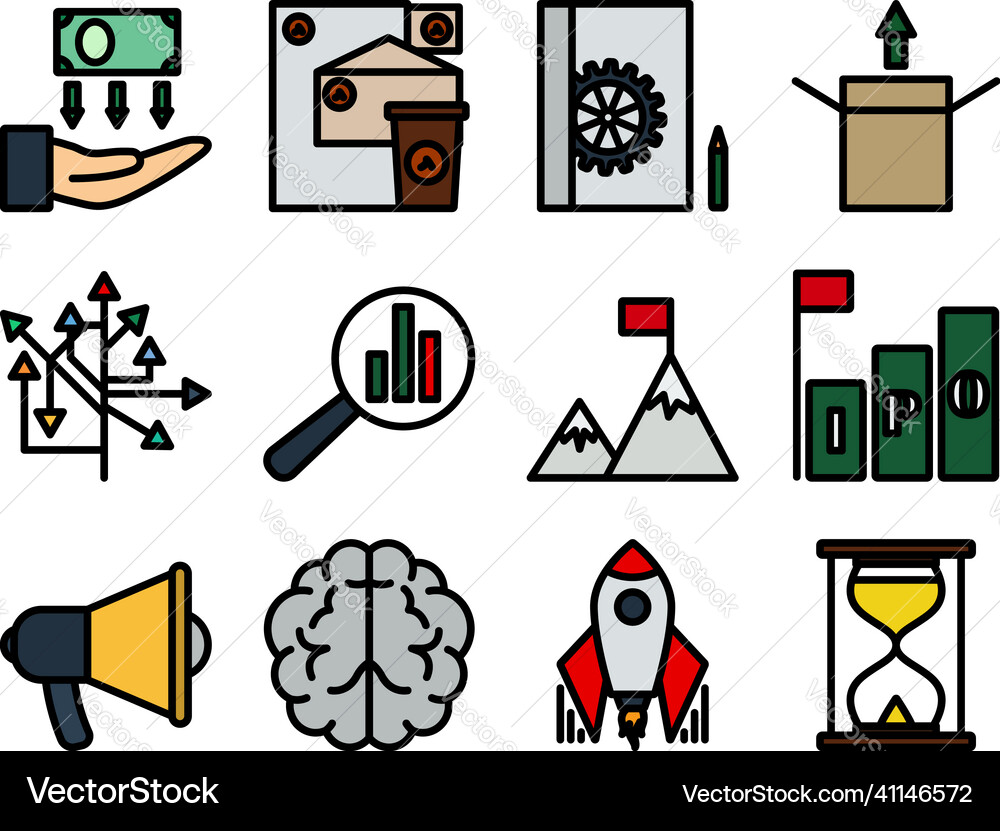 Startup icon set vector image