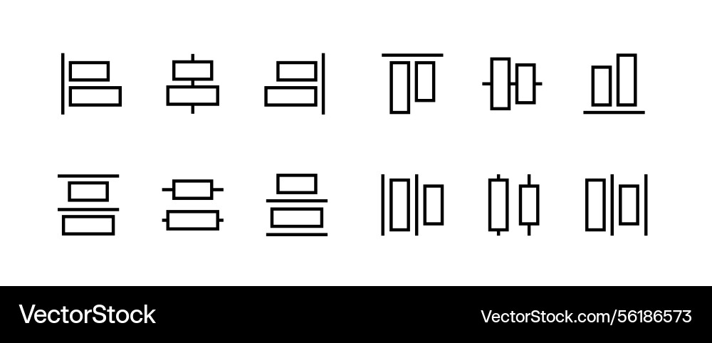 Alignment icon set for object positioning Alignment icon set for object positioning vector image