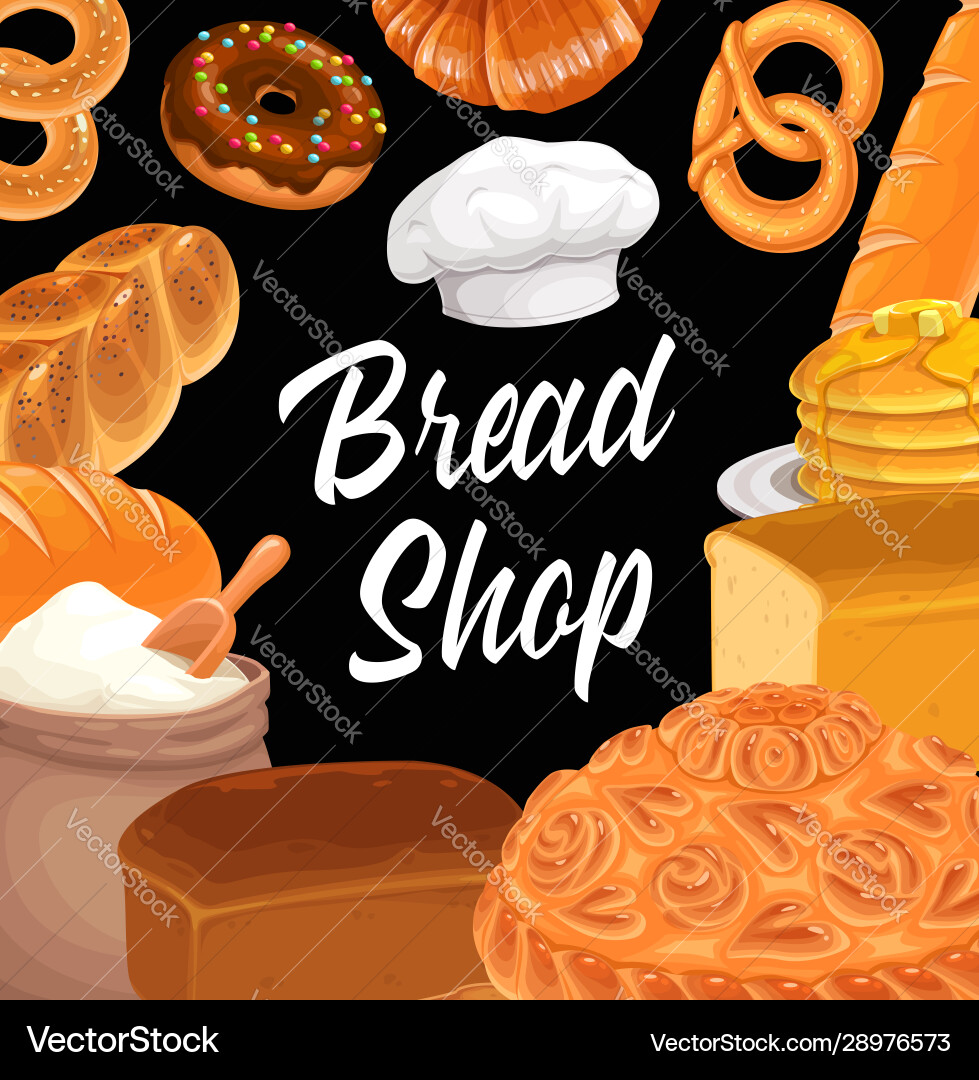 Brotgeschäft Weizen Gebäck Baguette und Croissant Brotgeschäft Weizen Gebäck Baguette und Croissant Vektorbild