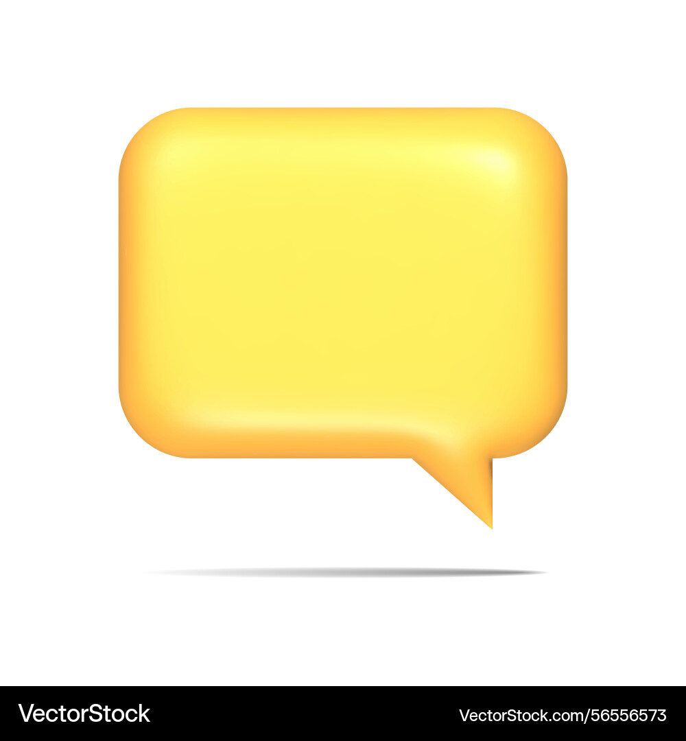 Isolated yellow empty speech bubble 3d style vector image