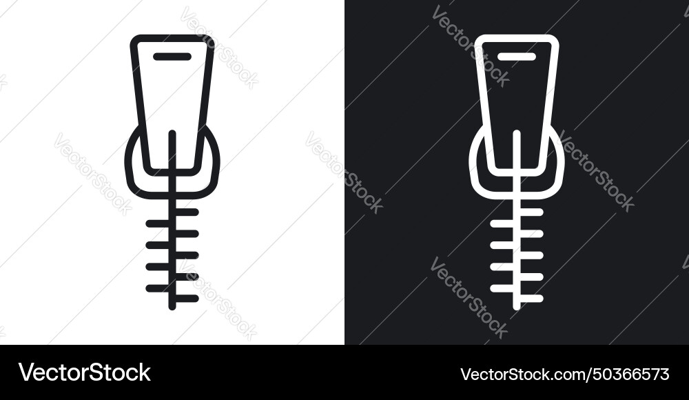Zipper tool icon set unzip lock open minimal Vector Image
