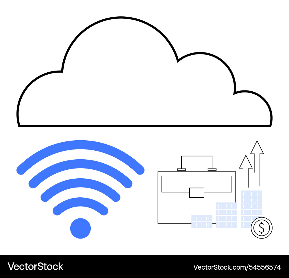 Cloud computing concept with wireless signal Cloud computing concept with wireless signal vector image