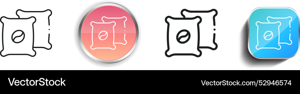 Coffee beans icon thin linear regular and button vector image