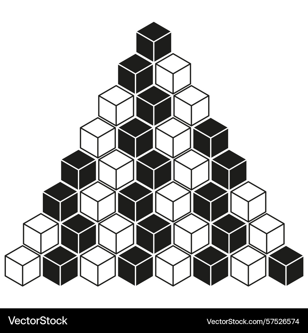 Geometric cube pyramid abstract block structure Geometric cube pyramid abstract block structure vector image