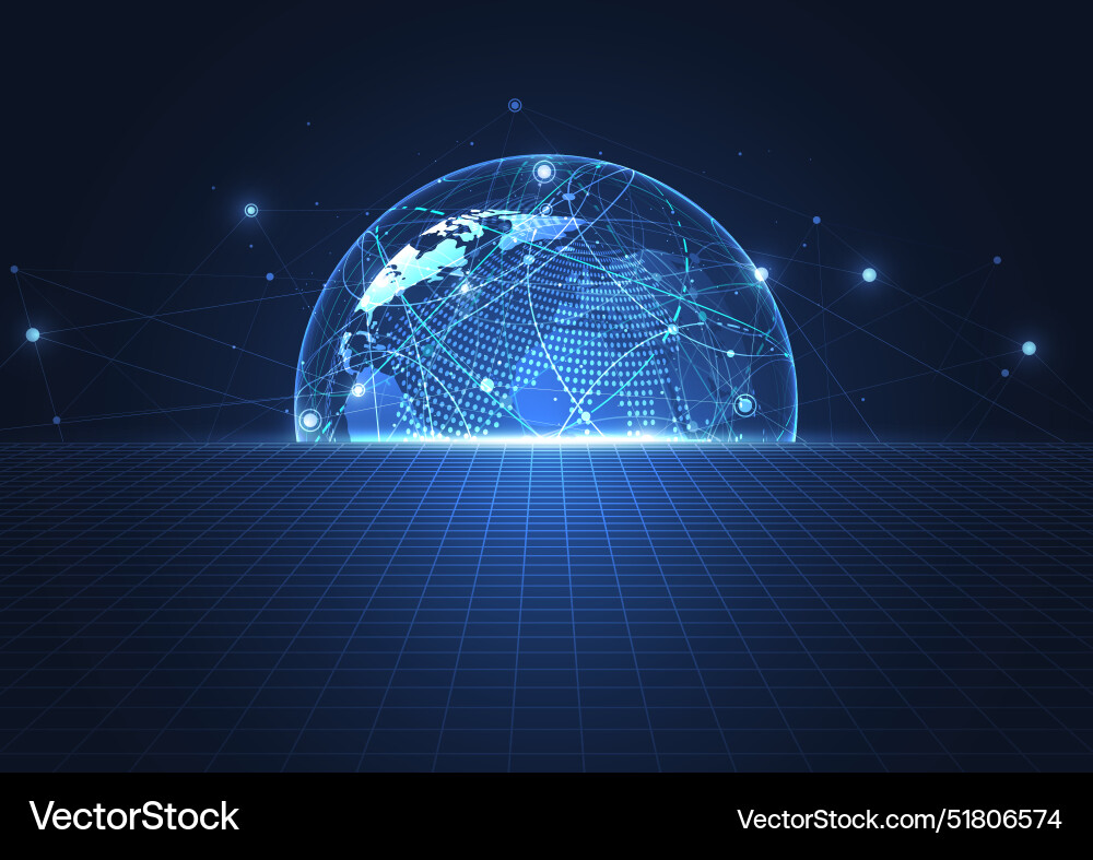 Global network connection world map point Global network connection world map point vector image