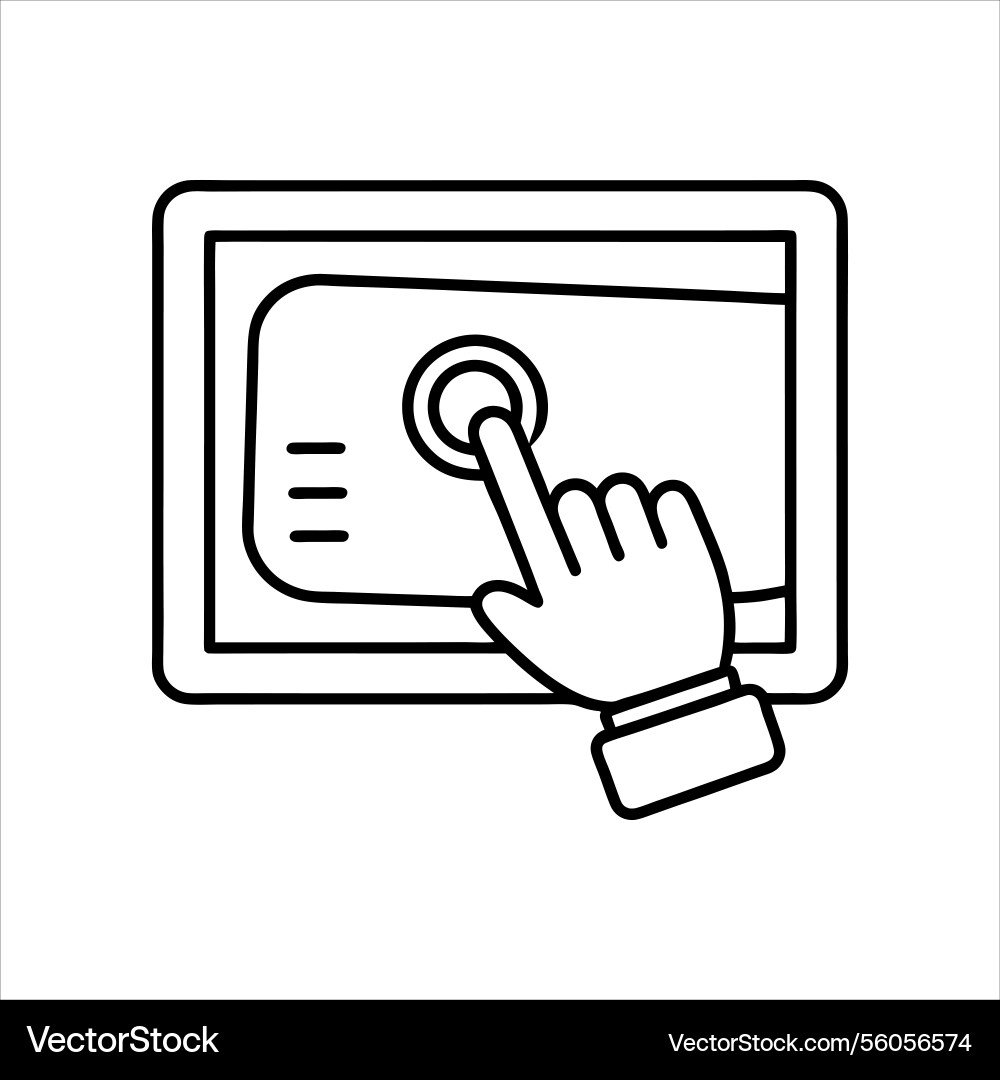 Interactive screen click icon line art Interactive screen click icon line art vector image