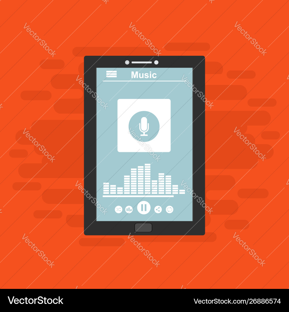 Media player application app template with flat Media player application app template with flat vector image
