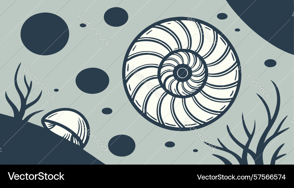 Nautilus shells with abstract background design vector image