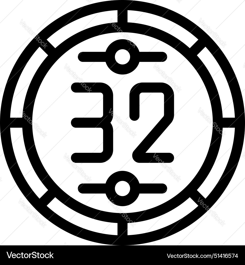 Number 32 in circular badge design Number 32 in circular badge design vector image