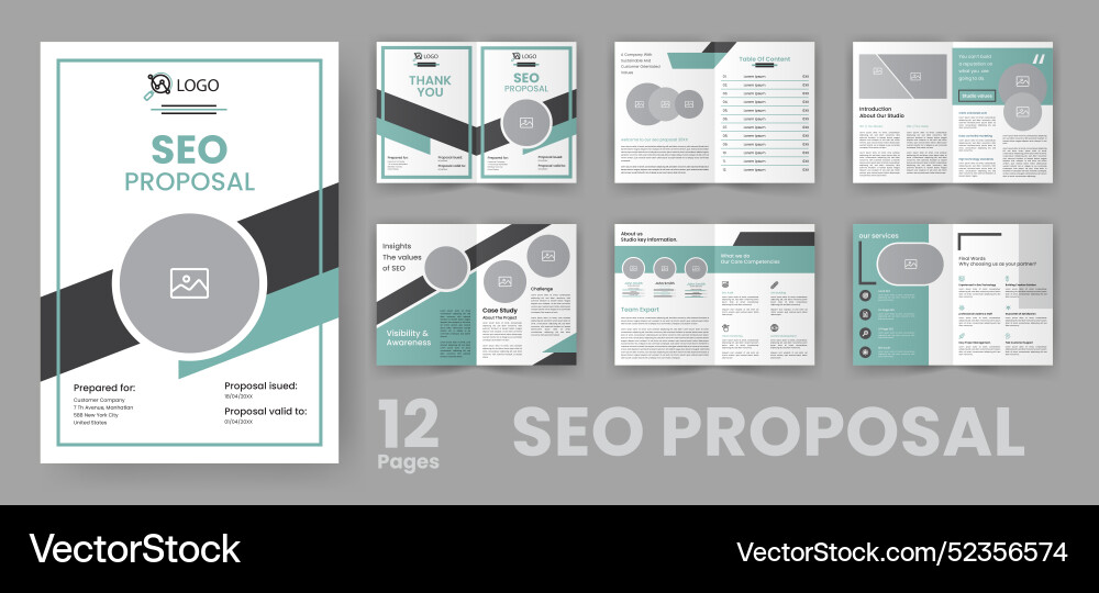 Seo project proposal brochure template Royalty Free Vector