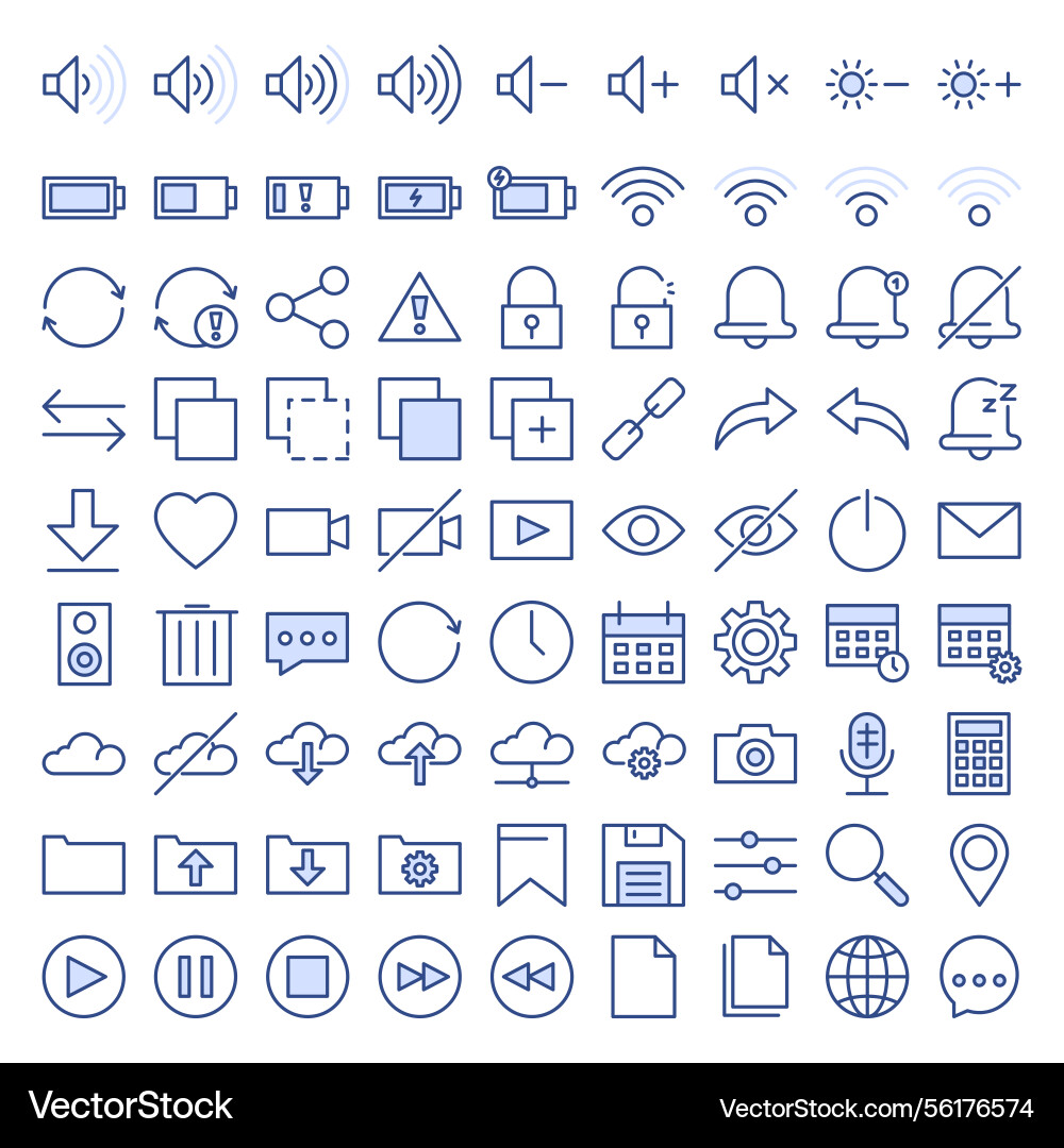 Set of simple system icons isolated Set of simple system icons isolated vector image