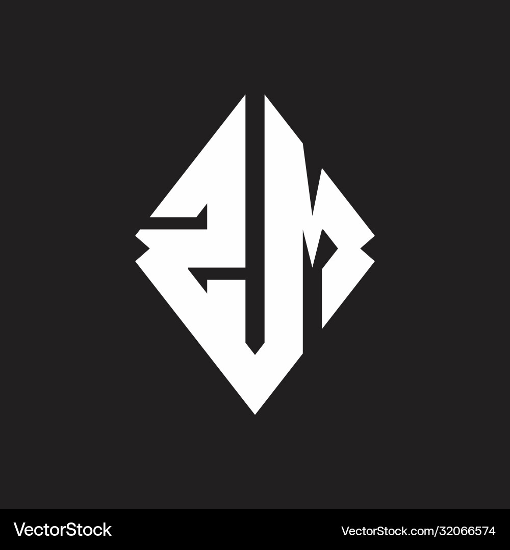 Zm logo monogram with sharp square design template vector image