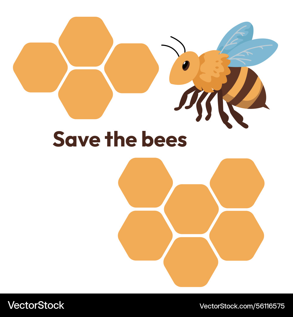 Bees with honeycomb pattern Vector Image