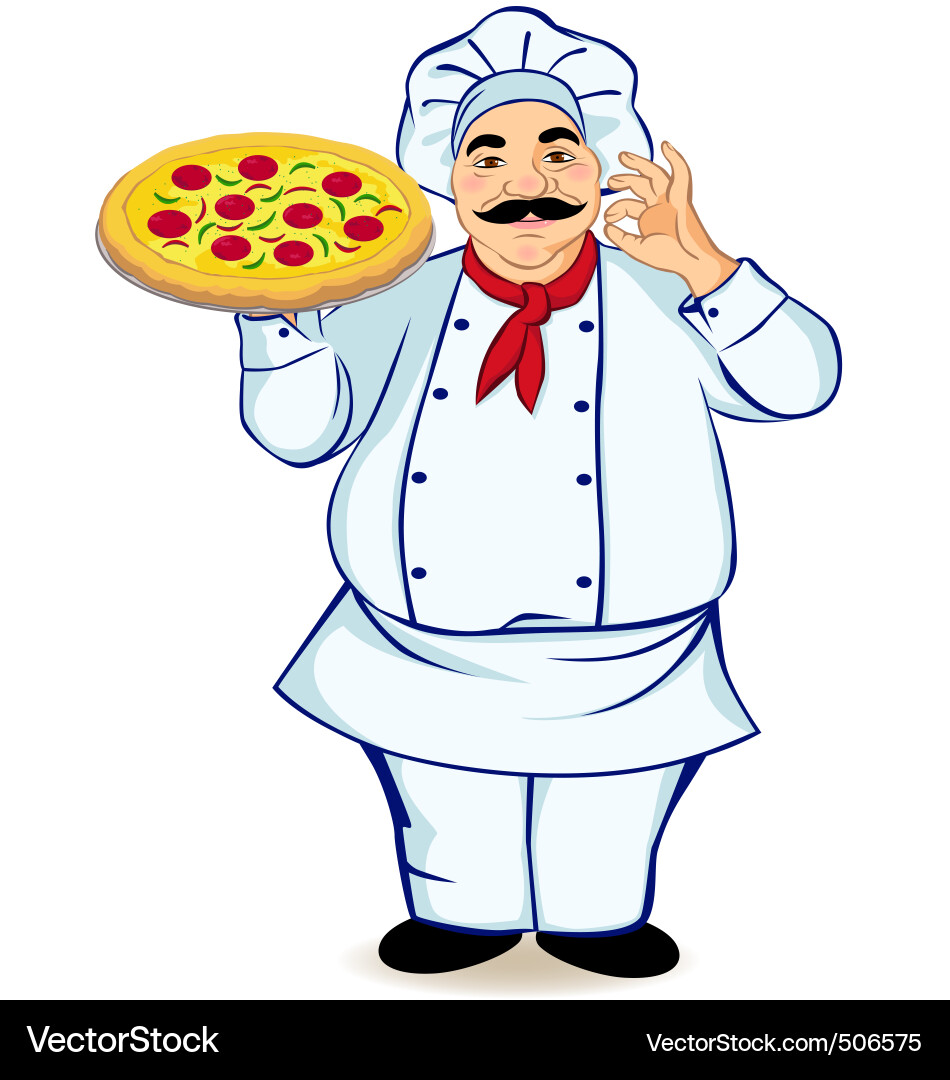 Cheerful Pizza Chef Vector Image