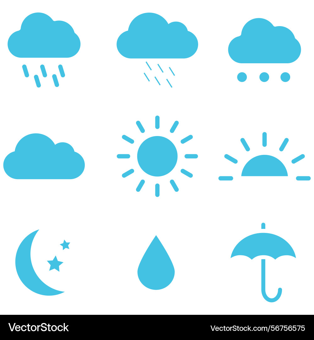 Clouds icons set of in different form Vector Image