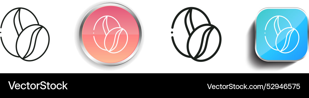 Coffee beans icon thin linear regular and button vector image