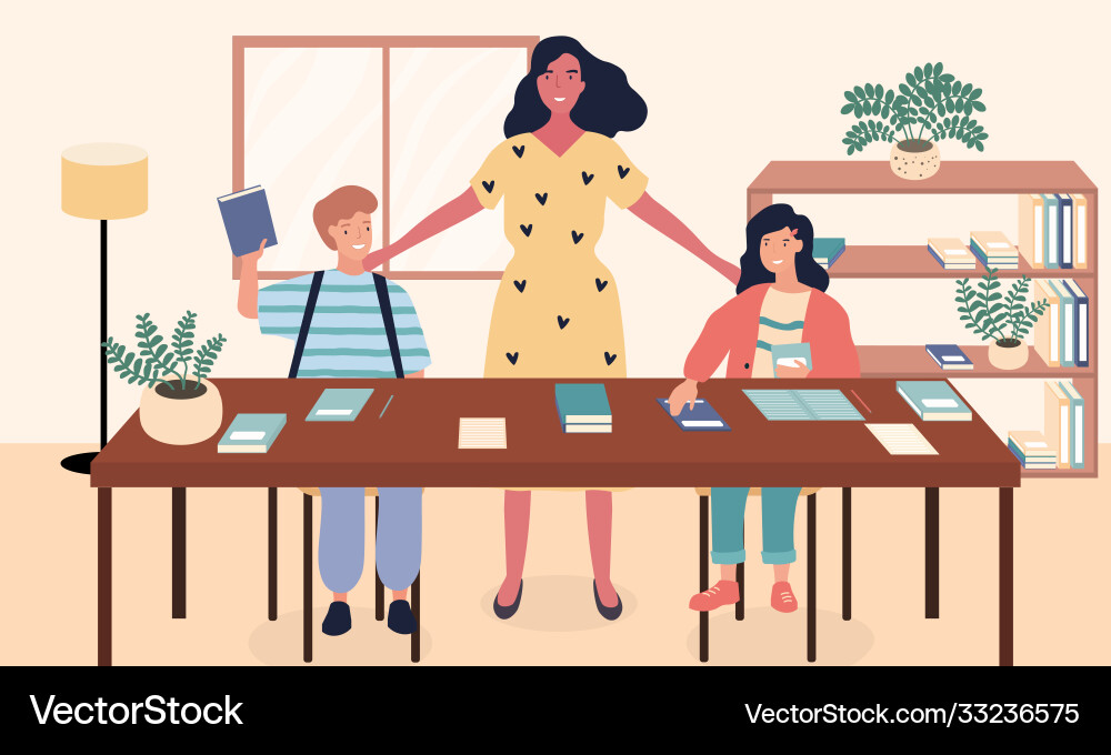 Family Homework Help Vector Image